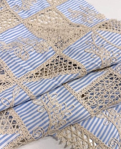 Сорочка в полоску с вышивкой лен