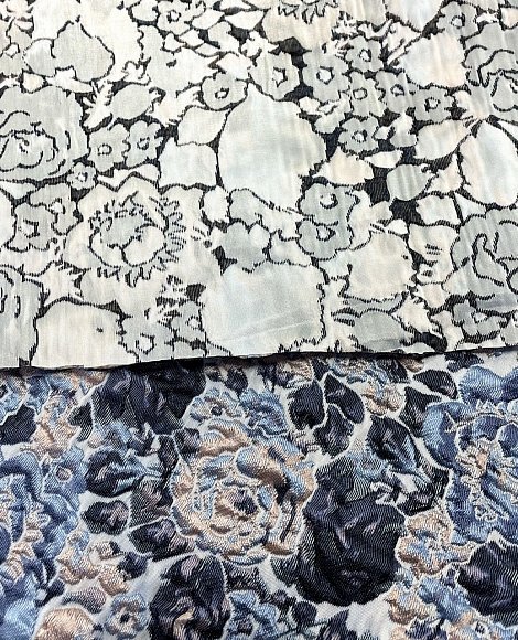 Жаккард голубой цветок